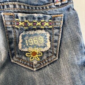 1969 Gap  Embroidered flare Girls Blue Jeans